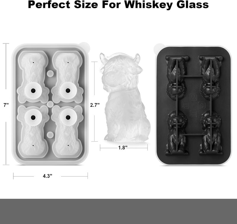 ACOOKEE 3D Highland Cow Ice Cube Tray Fun Shapes, Novelty Highland Cow Gifts, Holiday Stocking Stuffers for Men Women, Cute Highland Cattle Ice Mold for Whiskey,Cocktail,Bourbon - Image 4